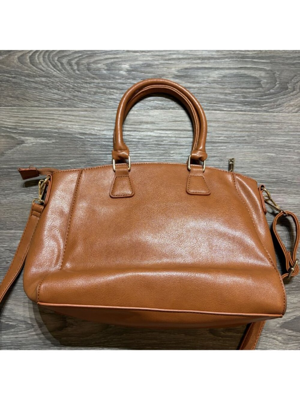 Alexis Bendel Coganc Tan Vegan Leather Shoulder Bag Crossbody Adjustable Preppy - Picture 12 of 12